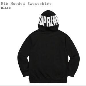 Supreme Black Ribbed Hooded Sweatshirt